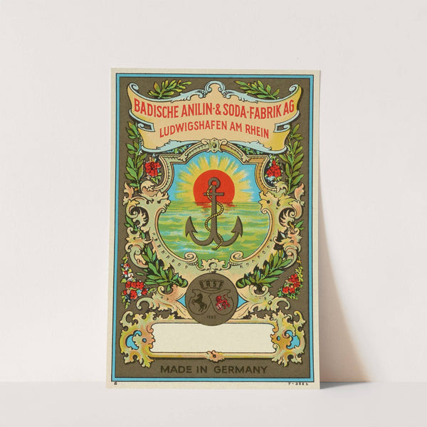 Badische Anilin & Soda-Fabrik dye label with anchor (Circa 1900) by Badische Anilin & Soda-Fabrik