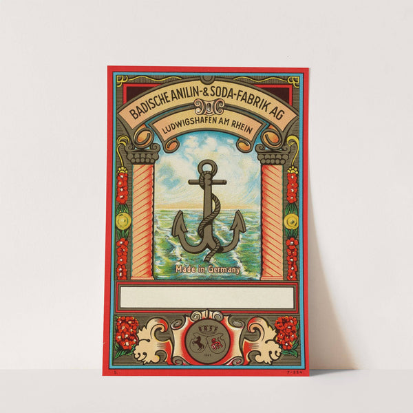 Badische Anilin & Soda-Fabrik dye label with anchor (Circa 1900) by Badische Anilin & Soda-Fabrik
