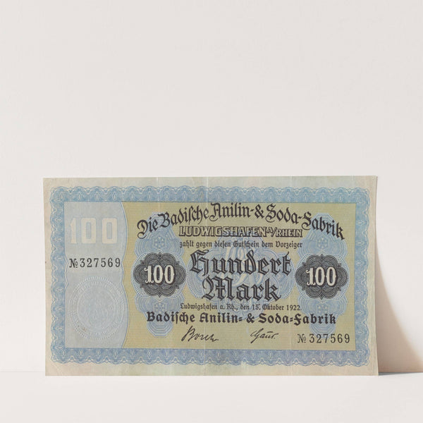Badische Anilin- & Soda-Fabrik Hundert Mark Gutschein (Circa 1923) by Badische Anilin & Soda-Fabrik