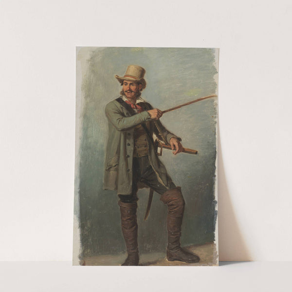 Badischer Freischärler in Schaftstiefeln mit Degen und Gewehr by Johann Baptist Kirner