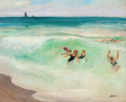 Baigneurs dans la vague