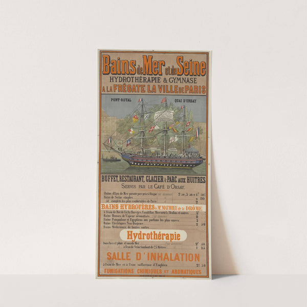 Bains de mer et de Seine, hydrothérapie & gymnase à la frégate La Ville de Paris (1863) by Lith. Van Geleyn