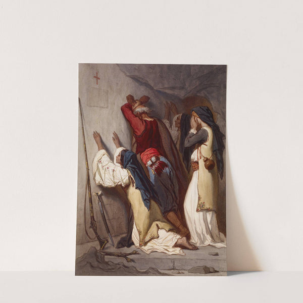 Balkan Peasants Praying in Cave Chapel by Théodore Valerio