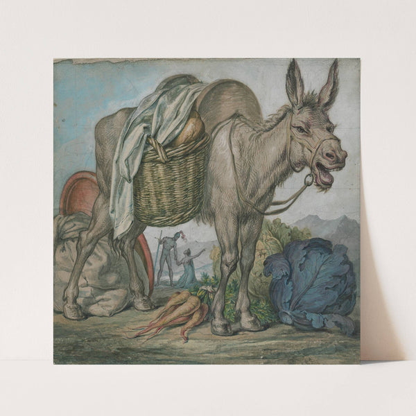 Balkende ezel met groenten, waarachter David en Abigae by David Humbert de Superville