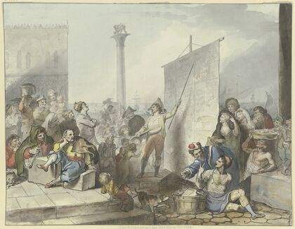 Bänkelsänger auf der Piazetta in Venedig