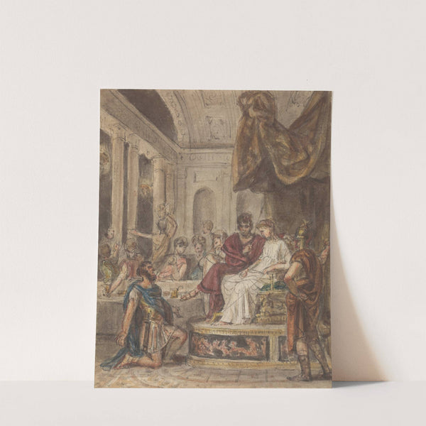 Banquet Scene, with a Roman Soldier Kneeling to a Famale Figure Sitting on a Throne by Robert Smirke