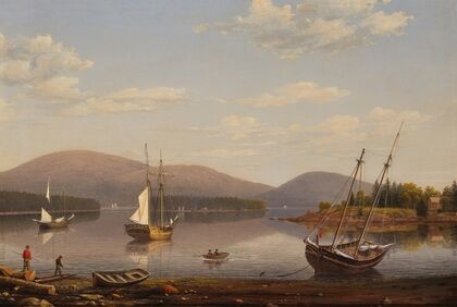 Bar Island and Mount Desert Mountains from Somes Settlement