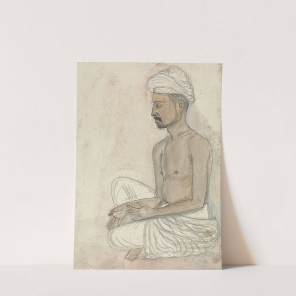 Barechested Man Sitting Crosslegged by Gangaram Chintaman Tambat