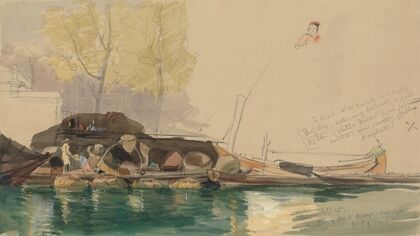 Barges on a Canal in Rotterdam (1845)