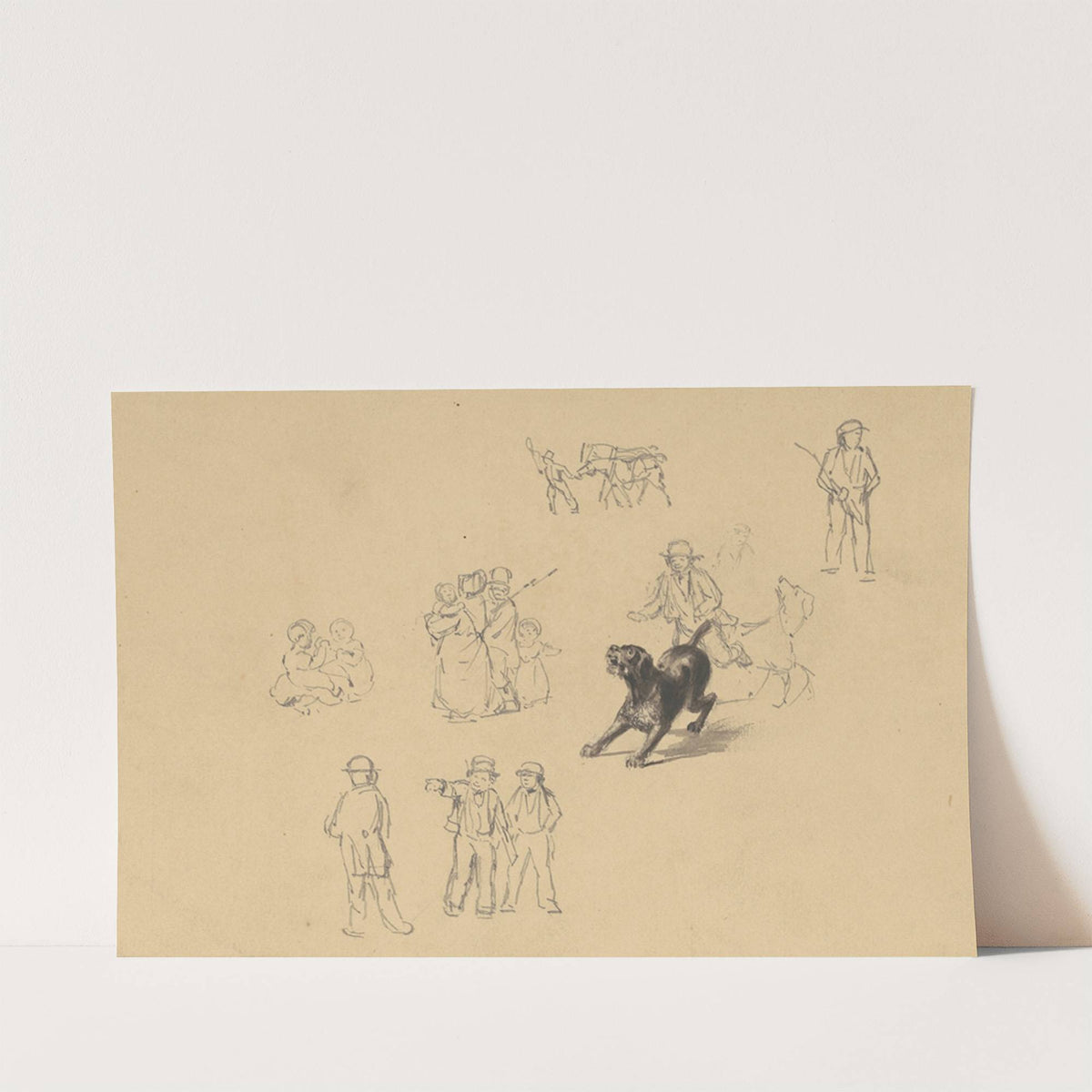 Barking Dog and Studies for 'Militia Training' by James Goodwyn Clonney