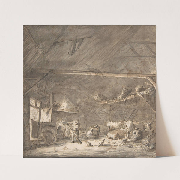 Barn Interior with Peasants and Cows by Isaac van Ostade