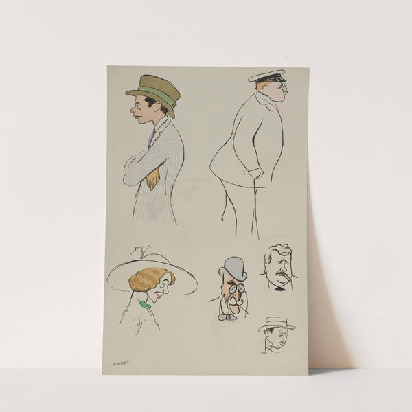 baron Hubert Lejeune, M de Villeroy, Mme charron, MM Jacques et James Hennessy, inconnu (1912) by Georges Goursat (Sem)