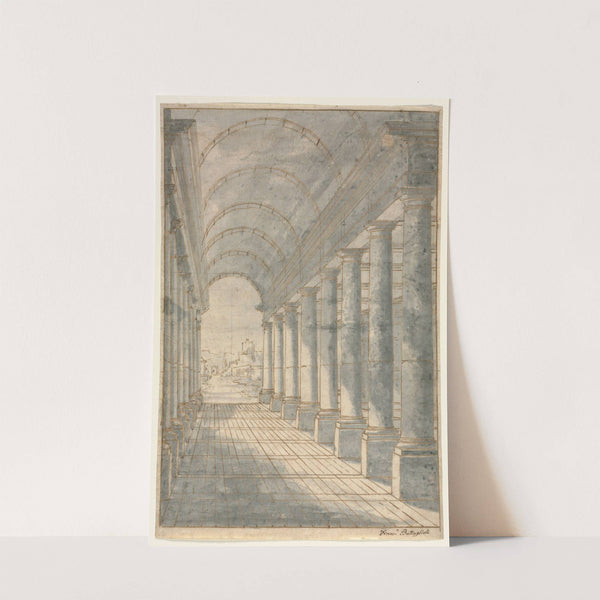 Barrel-Vaulted Arcade Rendered in Perspective (c. 1780–96) by Francesco Battaglioli