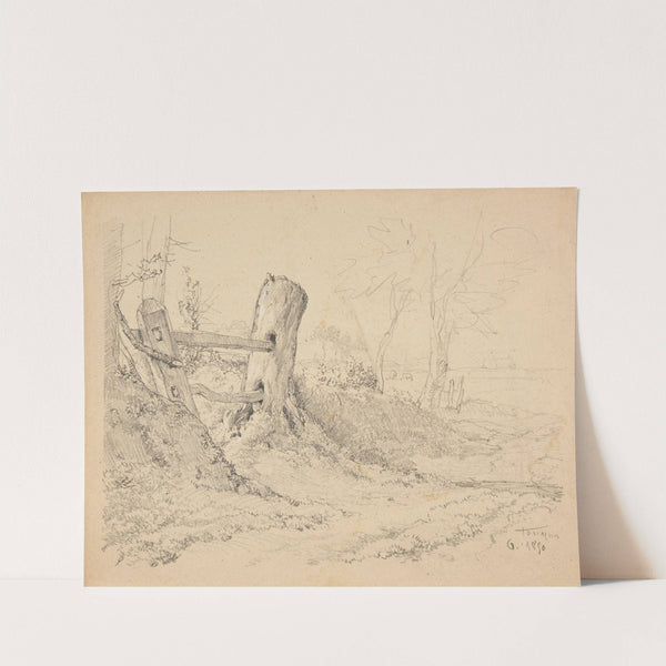 Barrière et chemin creux by Jacques-Raymond Brascassat