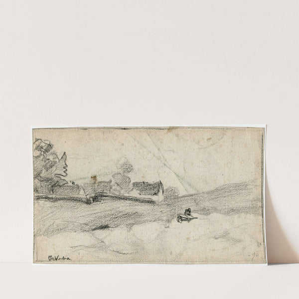 Barrow in a landscape with farmhouse (1890) by Floris Verster