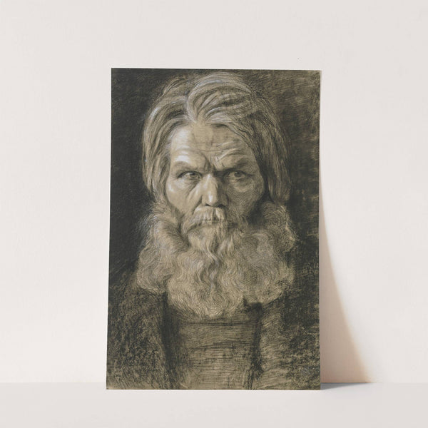 Bärtiger alter Mann mit üppigem Haupthaar in Vorderansicht, den Blick nach rechts gerichtet by Victor Müller