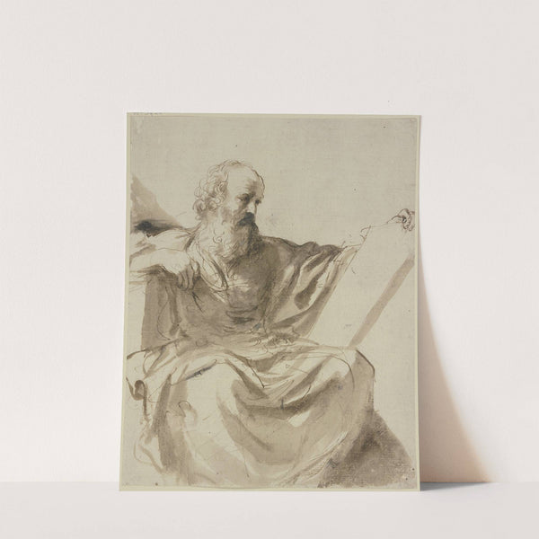 Bärtiger sitzender Prophet, auf einer Tafel lesend, Kniestück nach rechts by Guercino
