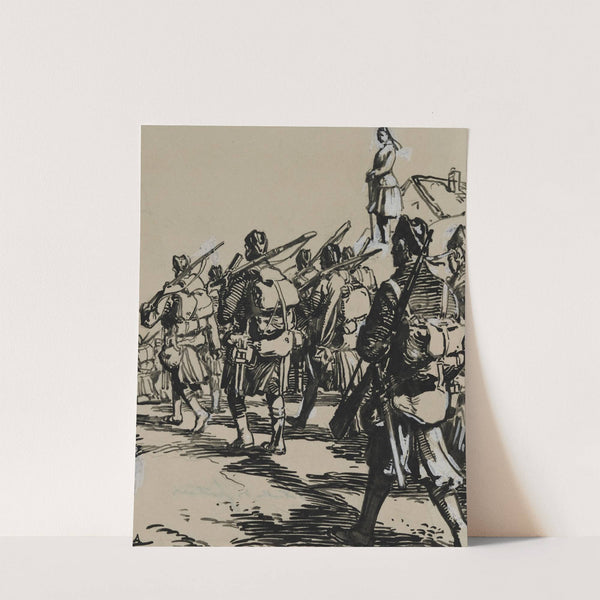 Bataille des frontières: groupe des soldats britanniques (1914) by Auguste Louis Lepère