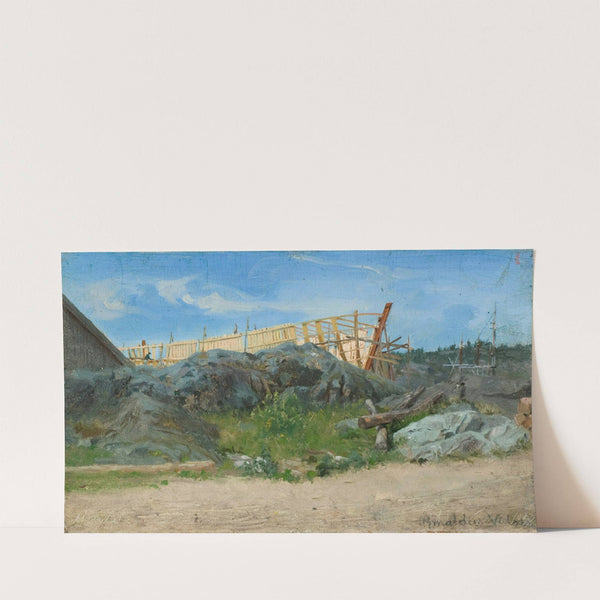 Båtbyggeri, Lillesand (1858) by Amaldus Nielsen