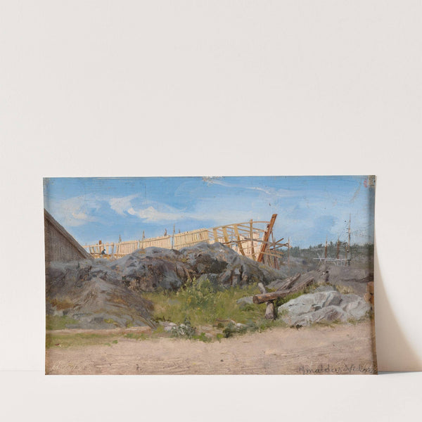 Båtbyggeri, Lillesand (1858) by Amaldus Nielsen