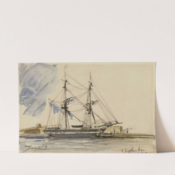 Bateau à voile accosté by Johan Barthold Jongkind