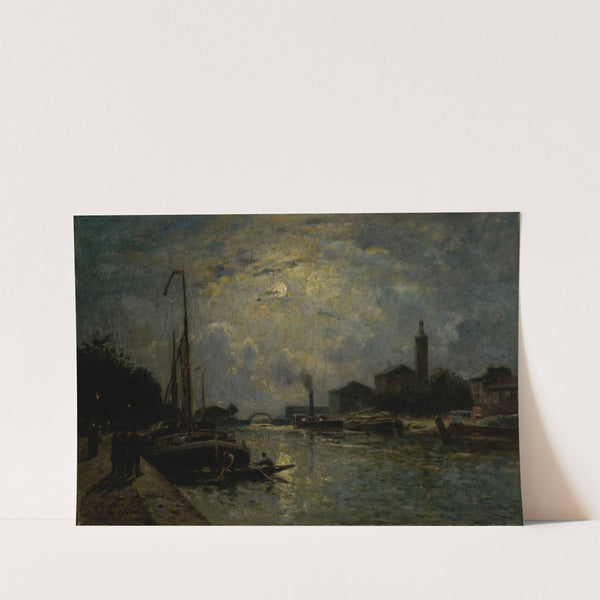 Bateaux sur le fleuve, clair de lune by Stanislas Lépine