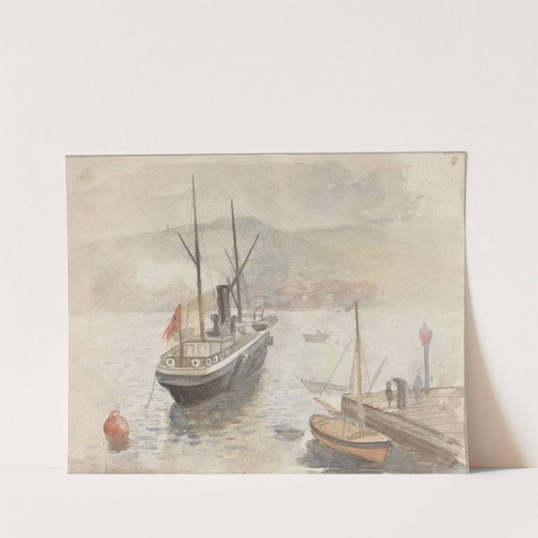 Båter ved havn by Frederik Collett