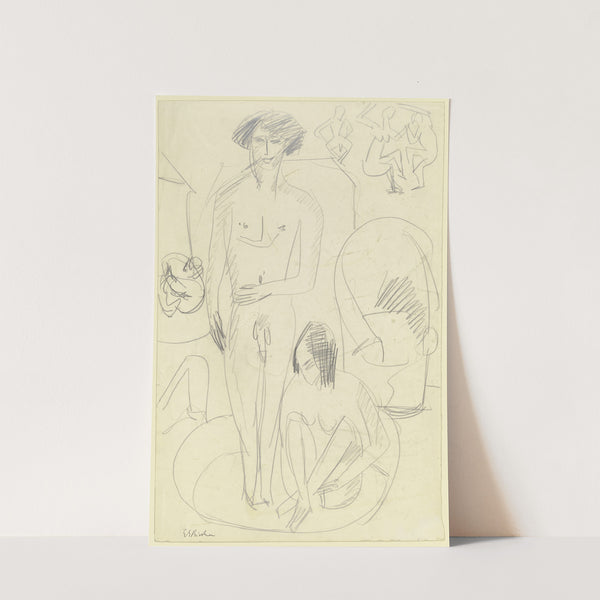 Bathing couple in the tub (ca. 1911) by Ernst Ludwig Kirchner