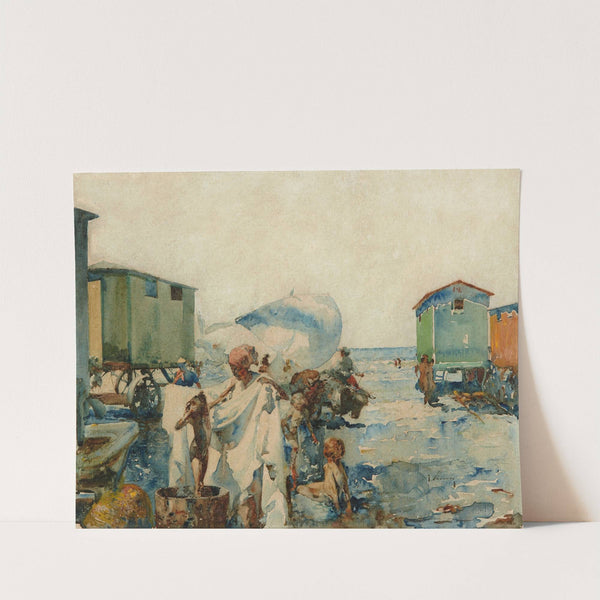 Bathing on the Beach beside the Carts by José Navarro y Llorens