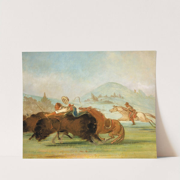 Batiste And I Running Buffalo, Mouth of The Yellowstone (1832-1833) by George Catlin