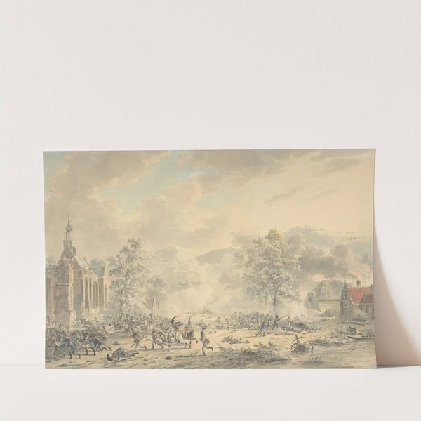 Battle Scene with Church at left by Dirk Langendijk