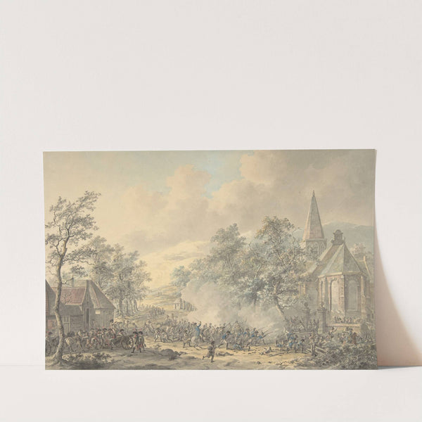 Battle Scene with Church at right by Dirk Langendijk