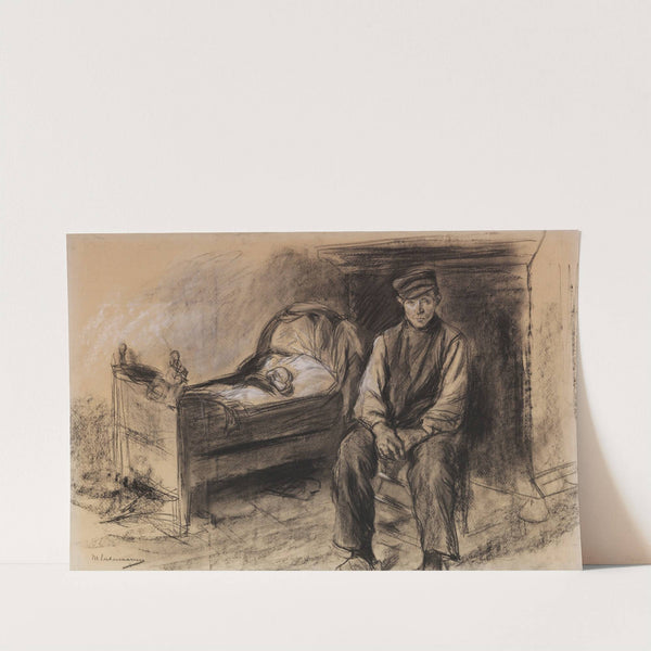 Bauer an der Wiege – Der Witwer (1890) by Max Liebermann