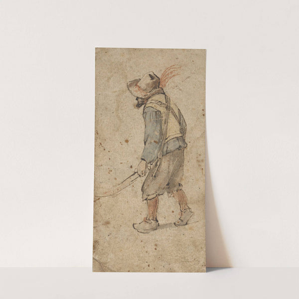 Bauer in der Haltung eines Mannes, der einen Schubkarren führt by Hendrick Avercamp
