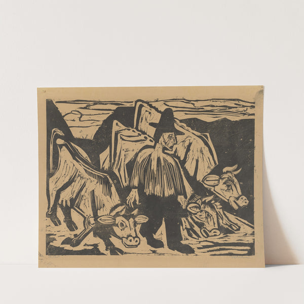 Bauer mit drei Kühen (1922) by Ernst Ludwig Kirchner