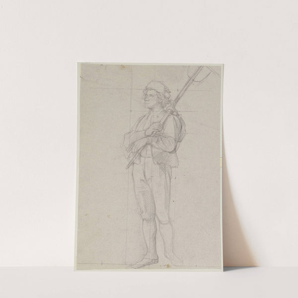 Bauer mit geschultertem Rechen by Jakob Becker