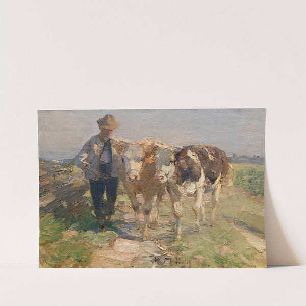 Bauer mit Kühen (1915-20) by Heinrich Von Zügel