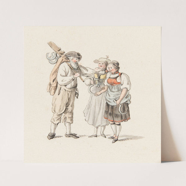 Bauer und zwei Mädchen by Franz Niklaus König