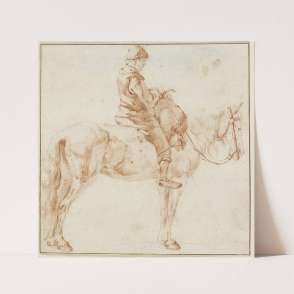 Bauer zu Pferde, vor sich einen Sack über den Widerrist gelegt by Adriaen van de Velde