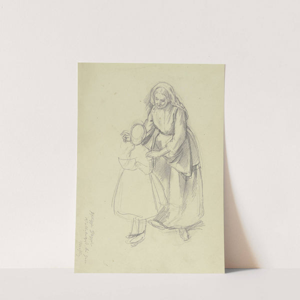 Bäuerin, hinter einem vom Blatt lesenden Mädchen stehend by Jakob Becker