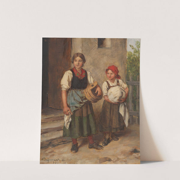 Bäuerin mit Dirndl vor dem Waschhaus (1900) by Franz von Defregger