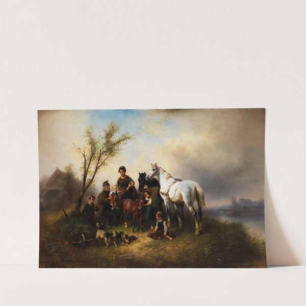 Bäuerliche Familie am Flussufer. by Wilhelm Alexander Meyerheim