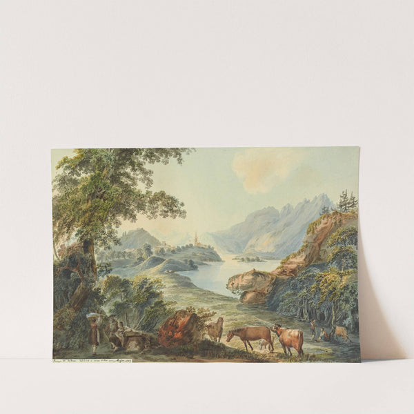 Bäuerliche Szene am Brienzersee by Johann Georg Volmar