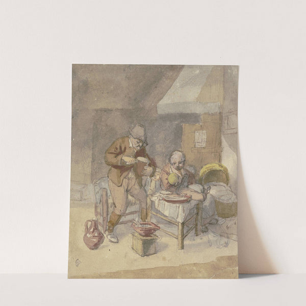 Bauernfamilie mit zwei Kindern bei der Mahlzeit by Isaac van Ostade