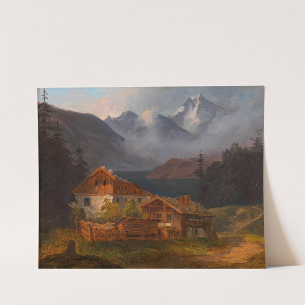 Bauerngehöft an einem Bergsee by Adalbert Stifter