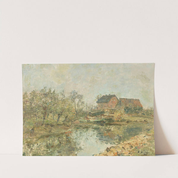 Bauerngehöft mit Teich by Rudolf Höckner