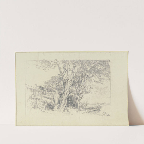 Bauernhof am Wasser mit alten Bäumen by Peter von Halm