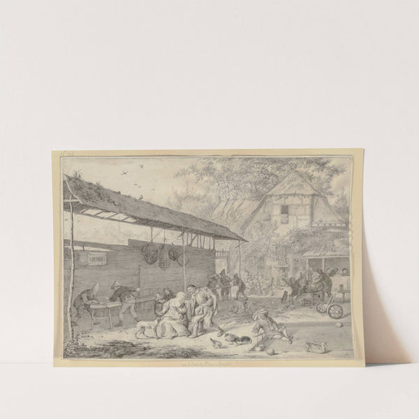 Bauernhof mit essendem, trinkendem, spielendem Volke (1693) by Cornelis Dusart