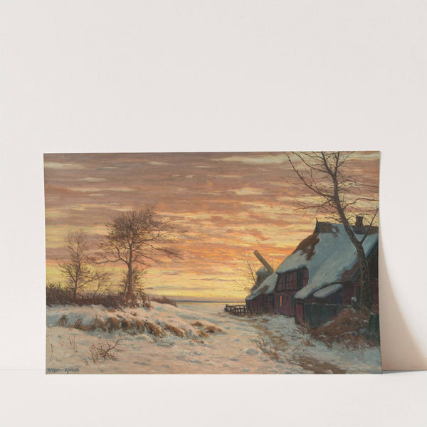 Bauernhof und Mühle im winterlichen Ahrenshoop by Paul Müller-Kaempff