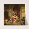 Bauernkinder füttern Hühner by Heinrich von Rustige